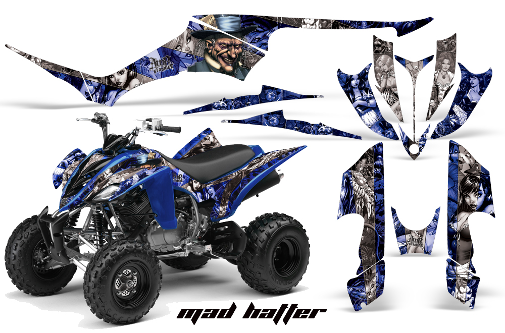 Yamaha Raptor 350 Graphics MadHatter Blue Silverstripe